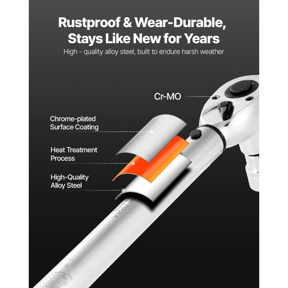 Click Torque Wrench Set 3 Pieces 1/4 3/8 1/2 Inch Drive Dual-direction