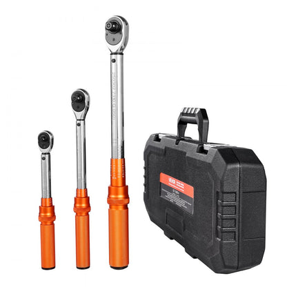 Click Torque Wrench Set 3 Pieces 1/4 3/8 1/2 Inch Drive Dual-direction