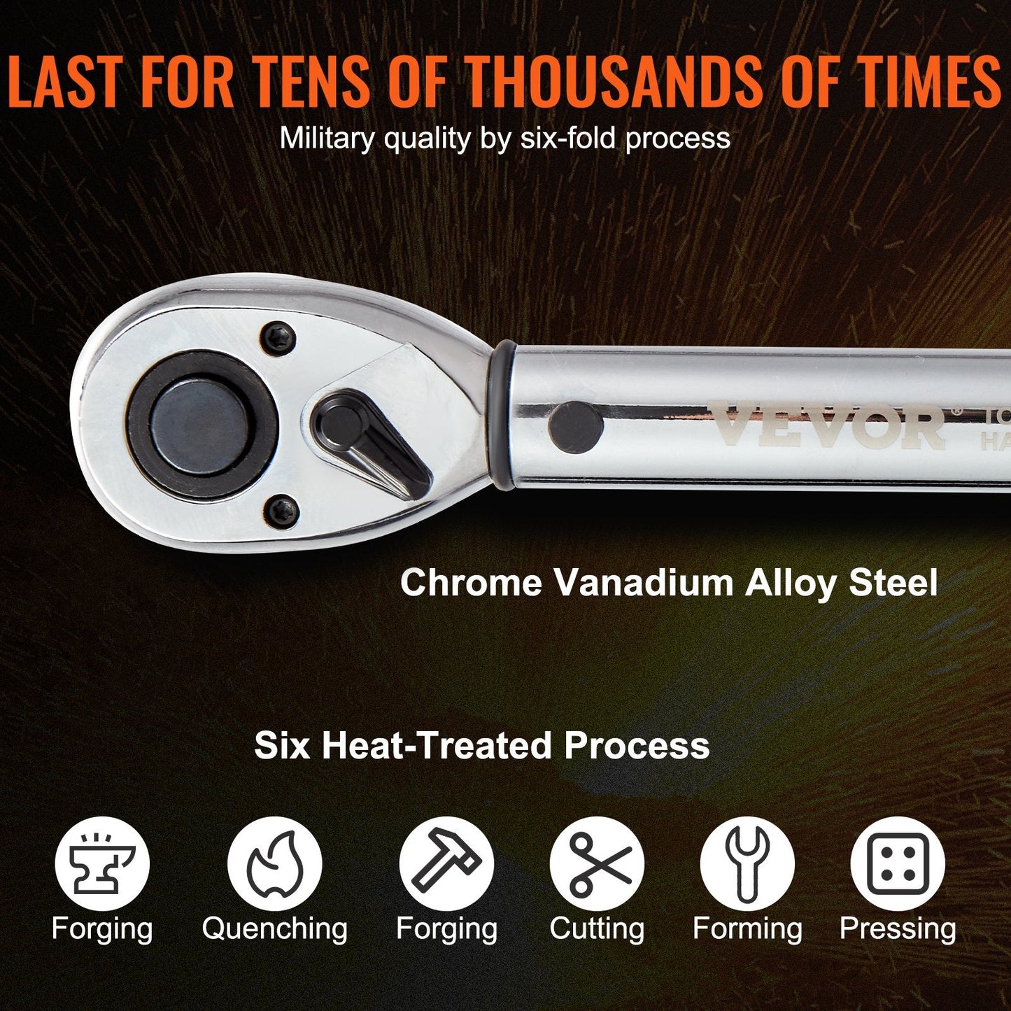 Adjustable Torque Wrench 0.5m Drive, 14-204Nm Precision Tool with 72-Tooth Ratchet