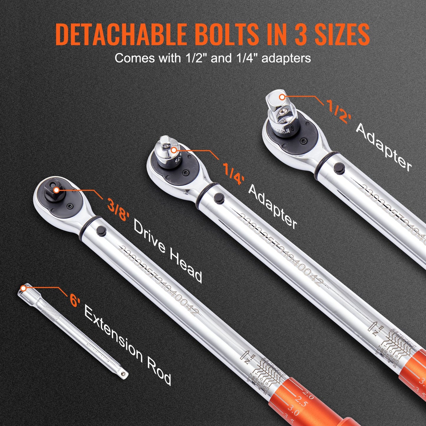 VEVOR Torque Wrench, 3/8-inch Drive Click Torque Wrench 10-80ft.lb/14-110n.m, Dual-Direction