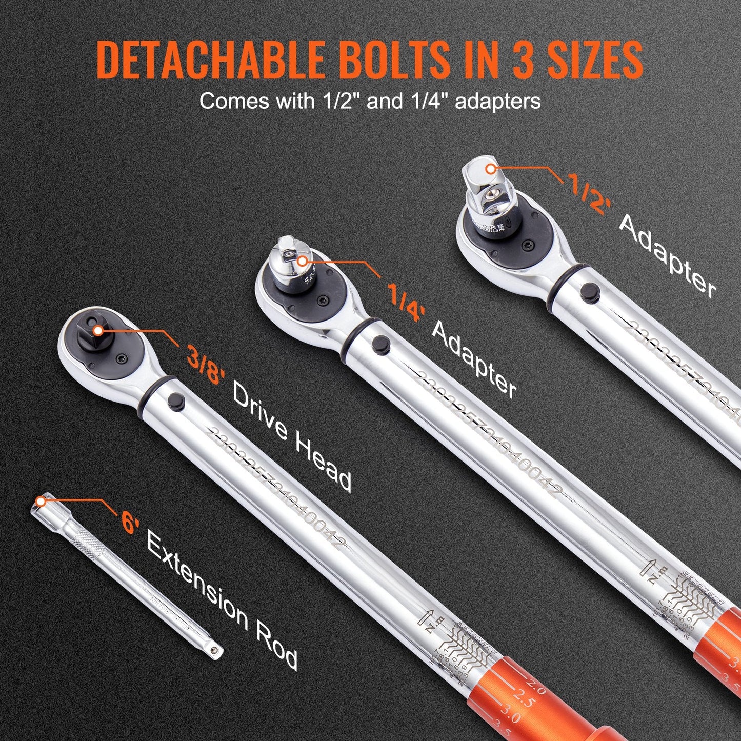 Adjustable Dual-Direction Torque Wrench Set, 3/8 Drive, 14-110 Nm Range