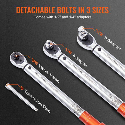 Adjustable Dual-Direction Torque Wrench Set, 3/8 Drive, 14-110 Nm Range