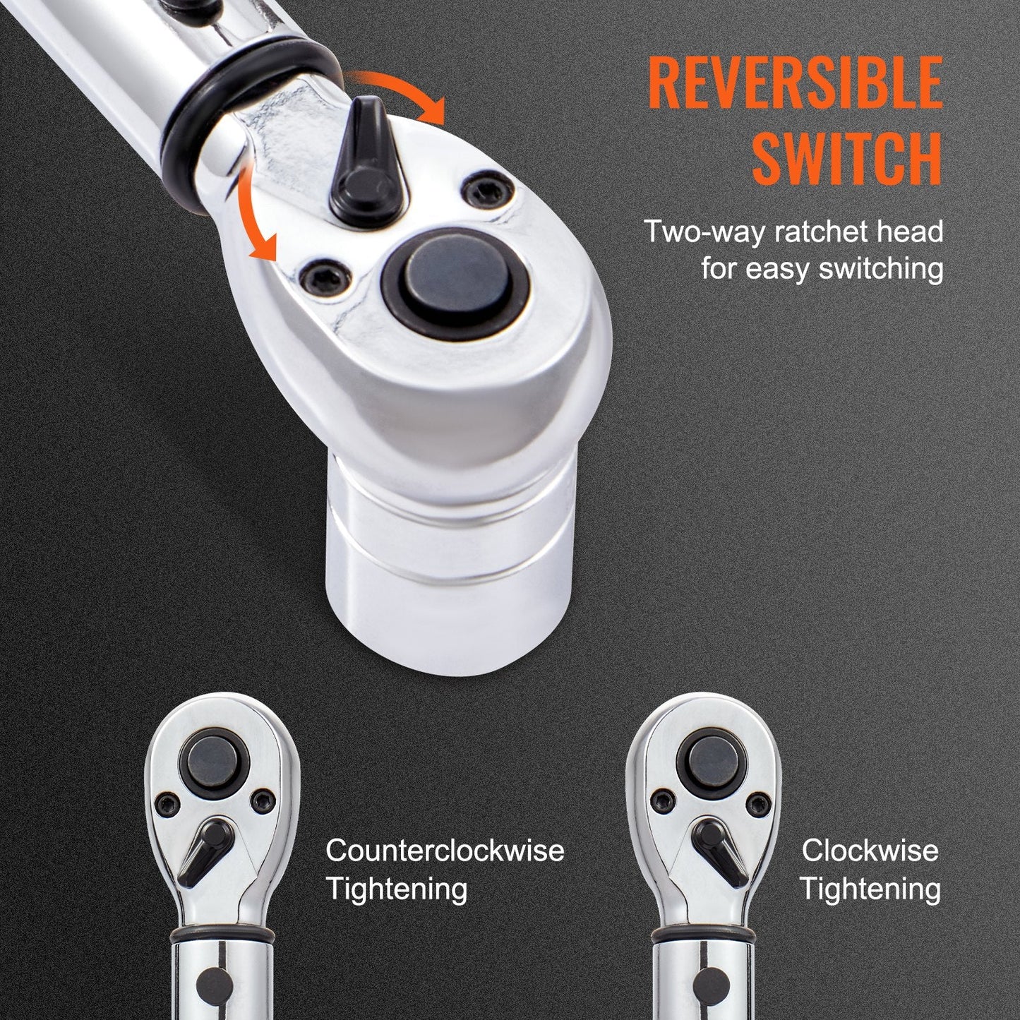 Adjustable Dual-Direction Torque Wrench Set, 3/8 Drive, 14-110 Nm Range