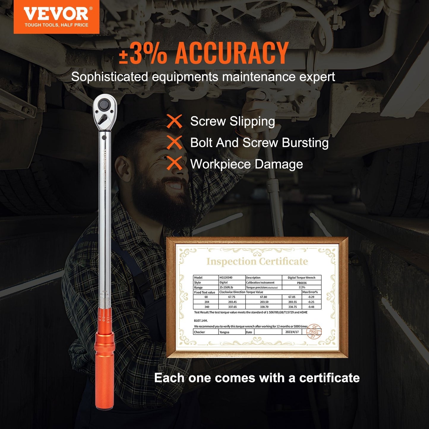 Adjustable Torque Wrench 1/2" Drive, 34-340 Nm, with 72-Tooth Ratchet
