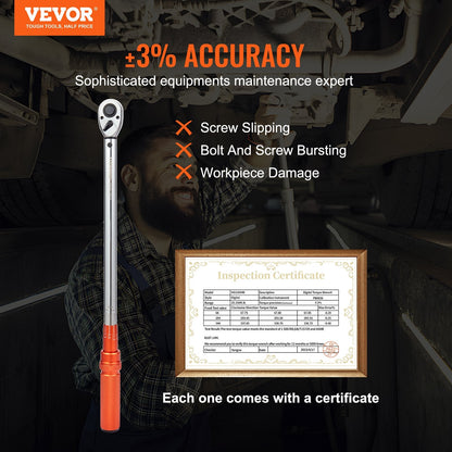 Adjustable Torque Wrench 1/2" Drive, 34-340 Nm, with 72-Tooth Ratchet