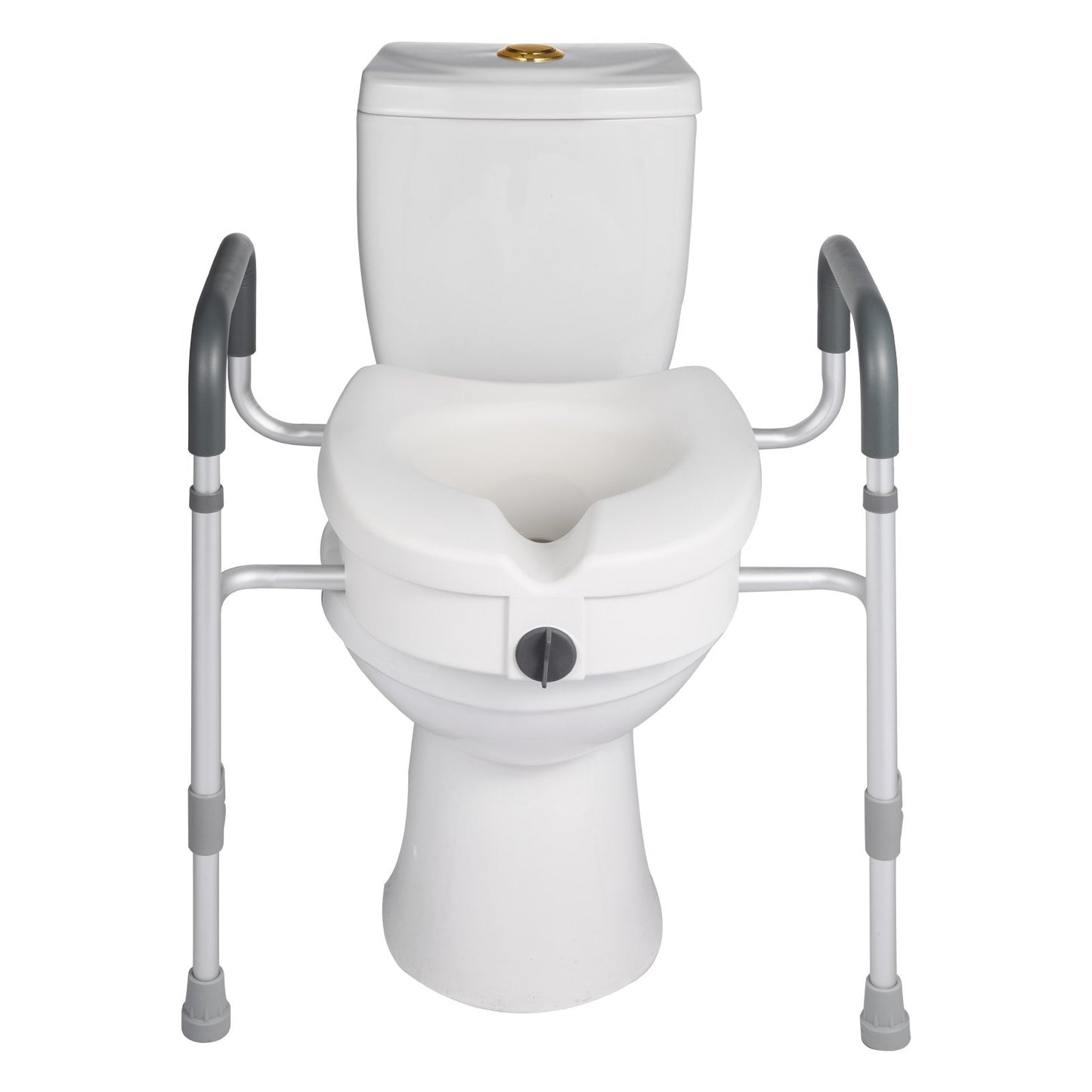 Raised Toilet Seat with Arms, 159 kg Capacity, 127 mm Lift Height & Adjustable Width, Widened Commode Elevated Toilet Seat Riser with Handles for Seniors, Elderly, Handicap, Disabled, Adults