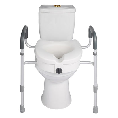 Raised Toilet Seat with Arms, 159 kg Capacity, 127 mm Lift Height & Adjustable Width, Widened Commode Elevated Toilet Seat Riser with Handles for Seniors, Elderly, Handicap, Disabled, Adults