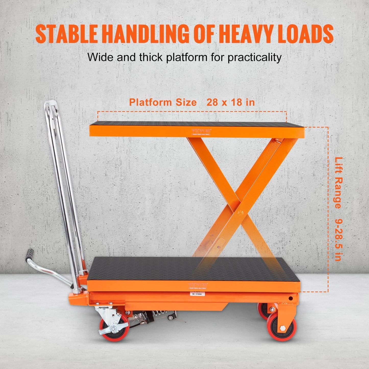 Hydraulic Scissor Lift Cart, 230kg Capacity, 0.72m Height, Manual Operation