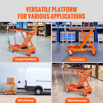 VEVOR Hydraulic Lift Table Cart, 500lbs Capacity 28.5" Lifting Height, Manual Single