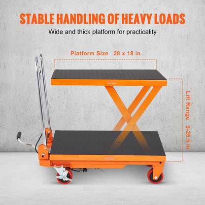 Hydraulic Lift Table Cart, 150kg Capacity, 0.7m Lift Height, Manual Scissor Design