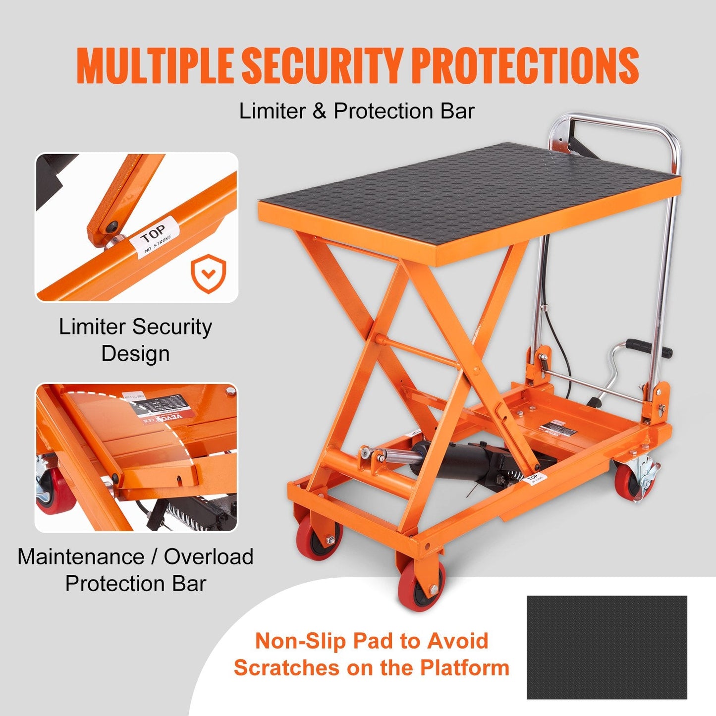 Hydraulic Lift Table Cart, 150kg Capacity, 0.7m Lift Height, Manual Scissor Design