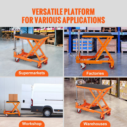 Hydraulic Lift Table Cart, 150kg Capacity, 0.7m Lift Height, Manual Scissor Design