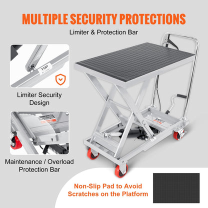 Hydraulic Lift Table Cart, 230kg Capacity, 0.7m Height, Manual Scissor Lift