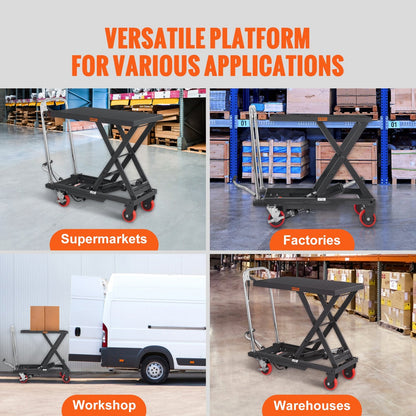 Hydraulic Lift Table Cart, 230kg Capacity, 0.72m Lift Height, Single Scissor Design