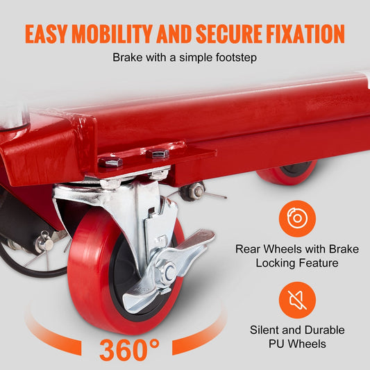 Hydraulic Scissor Lift Cart, 230 kg Capacity, 0.72 m Lift Height, Red