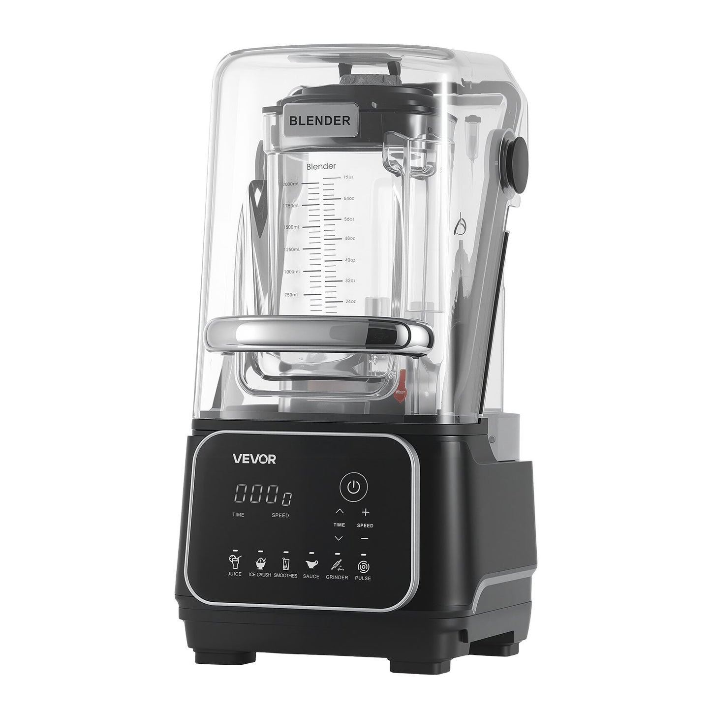 Blender, 2L Professional Countertop Blenders with Shield, 2200W 26000RPM Kitchen Food Processor Combo, Self-Cleaning, Speed Adjustable, 6 Preset Menu for Smoothies, Ice Crushing, Puree, Black
