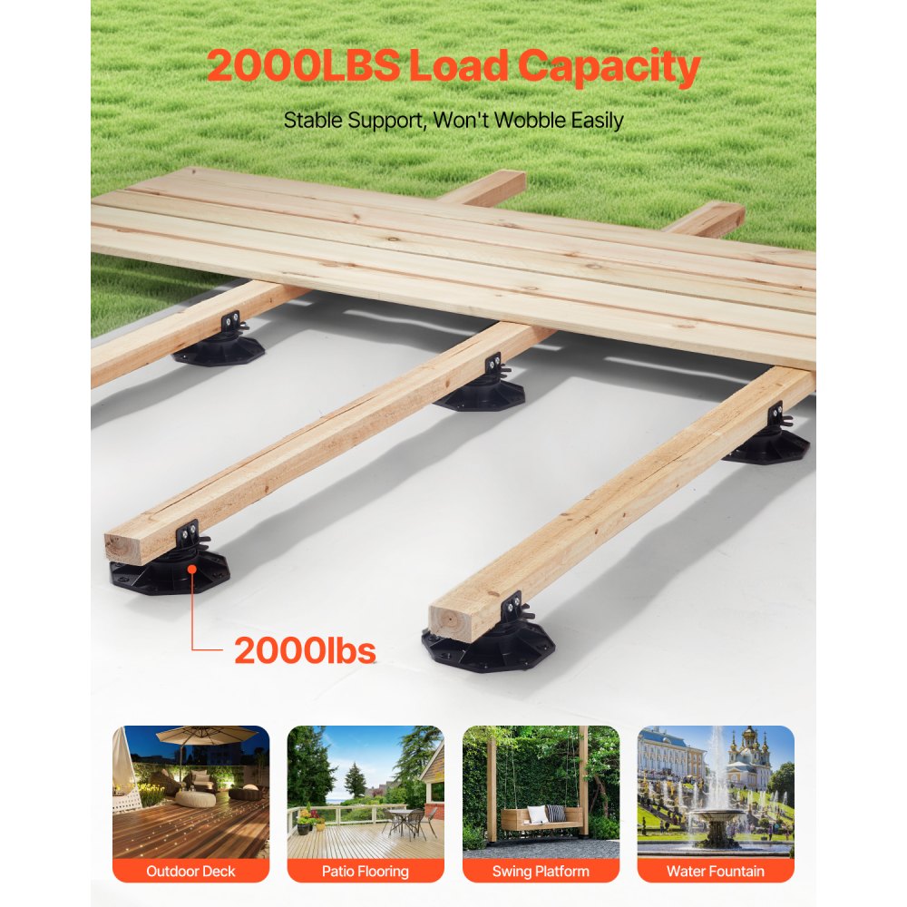 VEVOR 24 Pcs Adjustable Deck Support Pedestal Deck Foundation Base 1.18-2.36 in