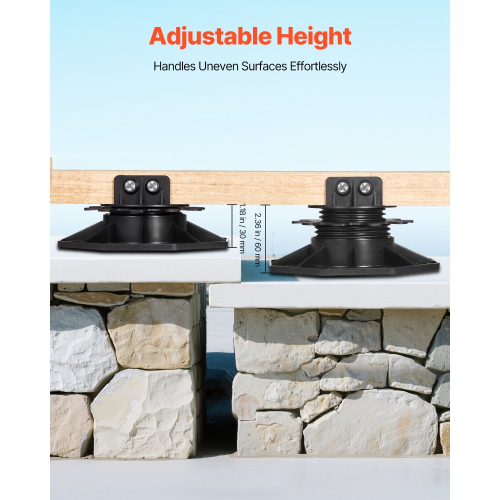 12 Pcs Adjustable Deck Support Pedestal Deck Foundation Base 1.18-2.36 in