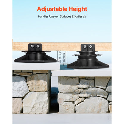12 Pcs Adjustable Deck Support Pedestal Deck Foundation Base 1.18-2.36 in