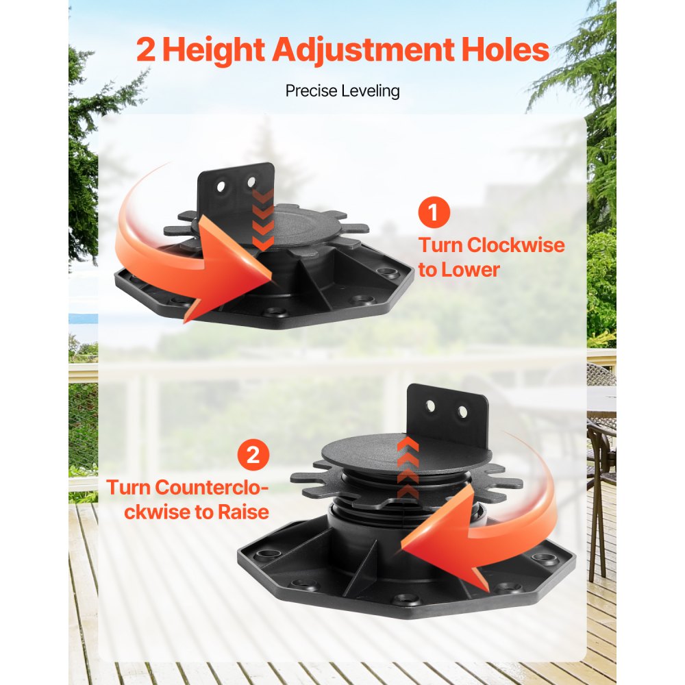 12 Pcs Adjustable Deck Support Pedestal Deck Foundation Base 1.18-2.36 in