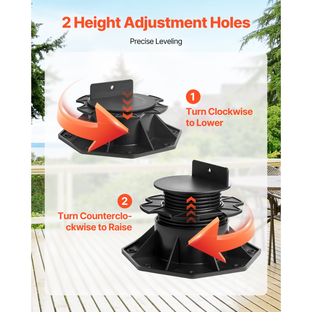 VEVOR 24 Pcs Adjustable Deck Support Pedestal Deck Foundation Base 2.36-5.31 in