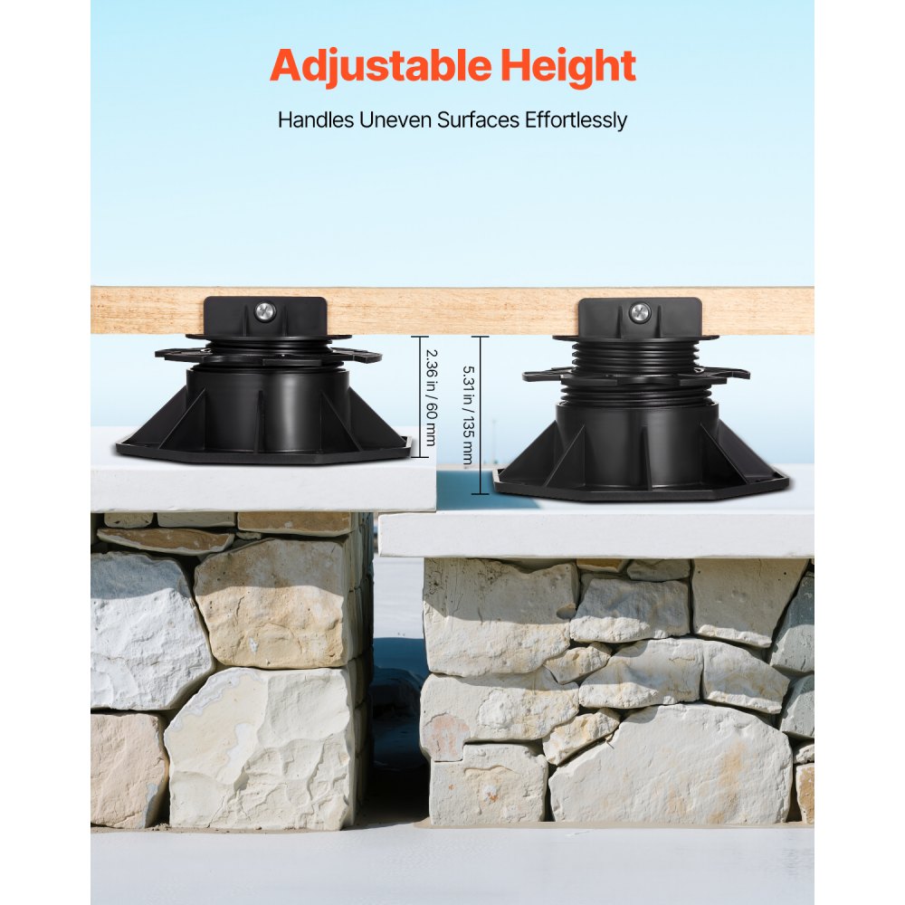 VEVOR 12 Pcs Adjustable Deck Support Pedestal Deck Foundation Base 2.36-5.31 in