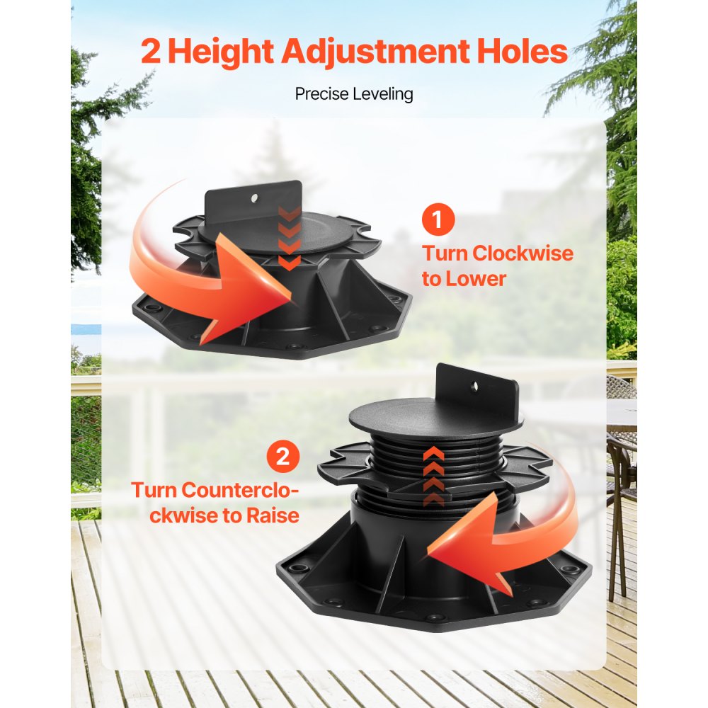 VEVOR 12 Pcs Adjustable Deck Support Pedestal Deck Foundation Base 2.36-5.31 in
