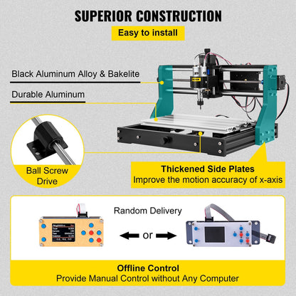CNC 3018 Pro 2500mW Laser Engraving Machine with GRBL Control, 30x18x4.5 cm