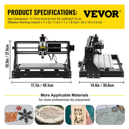 CNC 3018 Pro 2500mW Laser Engraving Machine with GRBL Control, 30x18x4.5 cm