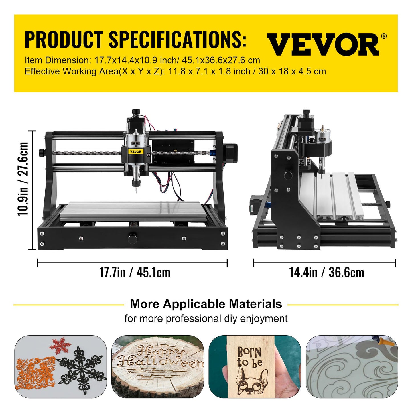 VEVOR CNC 3018 Pro 2500MW CNC 3018 300×180×40 mm CNC Machine GRBL Control Mini Laser