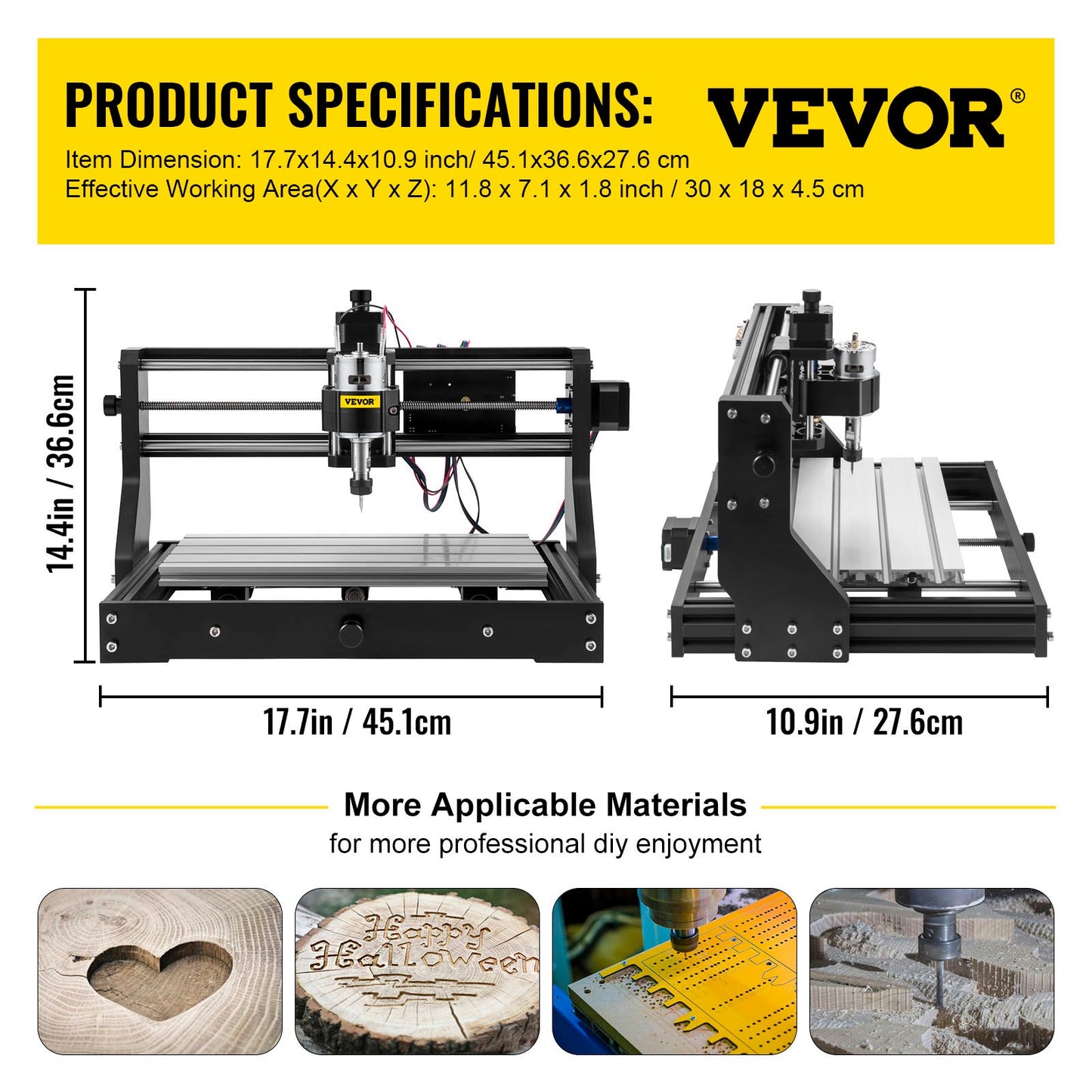 VEVOR CNC 3018 Pro CNC 3018 300×180×45 mm CNC Machine GRBL Control Mini Engraver