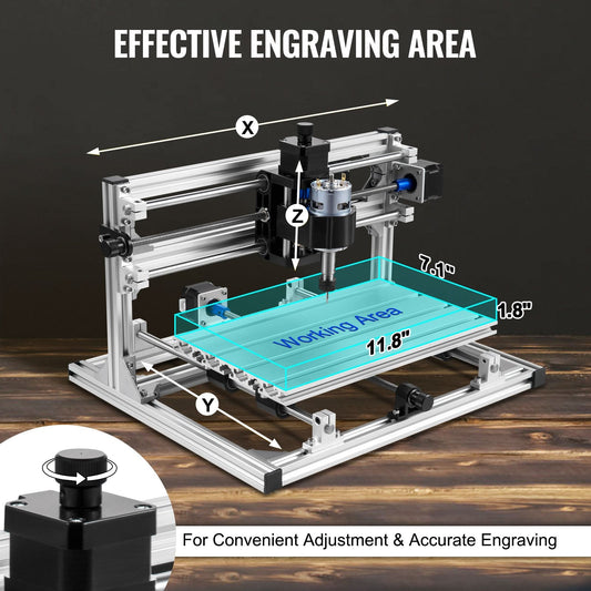 DIY CNC 3-Axis Engraver Kit with 0.5W Laser for Wood and PCB, 30x18x4.5 cm Area
