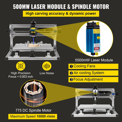 DIY CNC 3018 Engraver Kit with 5.5W Laser, 3-Axis Milling Machine