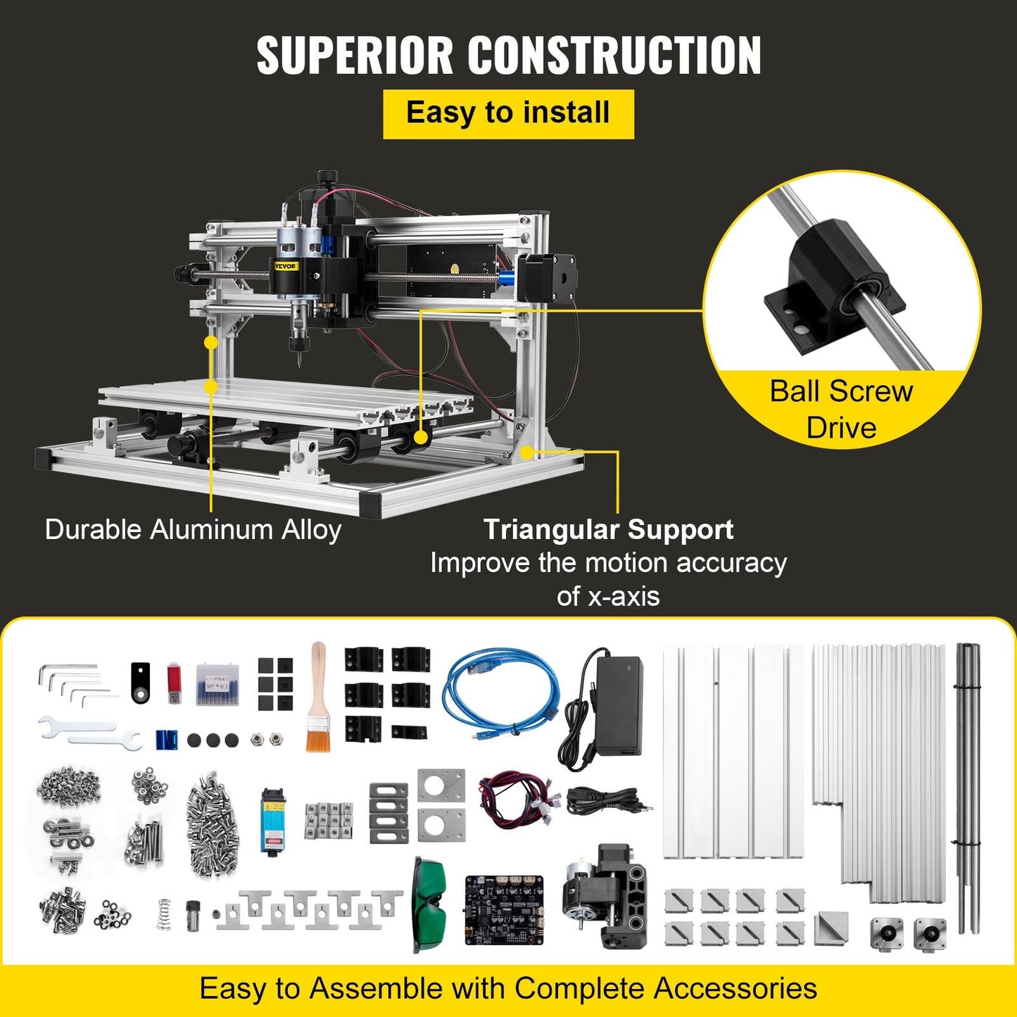 DIY CNC 3018 Engraver Kit with 5.5W Laser, 3-Axis Milling Machine