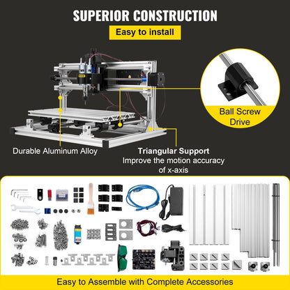 DIY CNC 3018 Engraver Kit with 5.5W Laser, 3-Axis Milling Machine