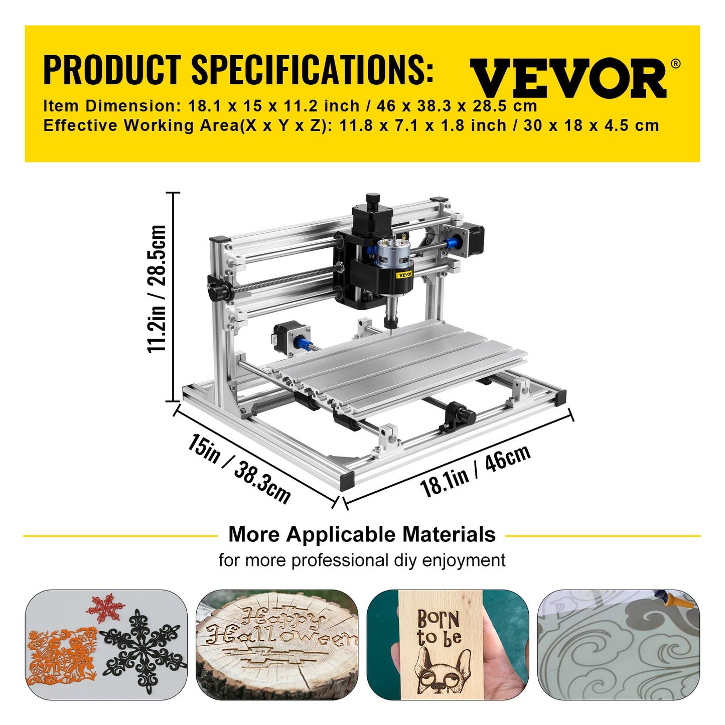Vevor CNC 3018 DIY 3 Axis Engraver Kit With 5500mw Laser Engraver Milling Machine