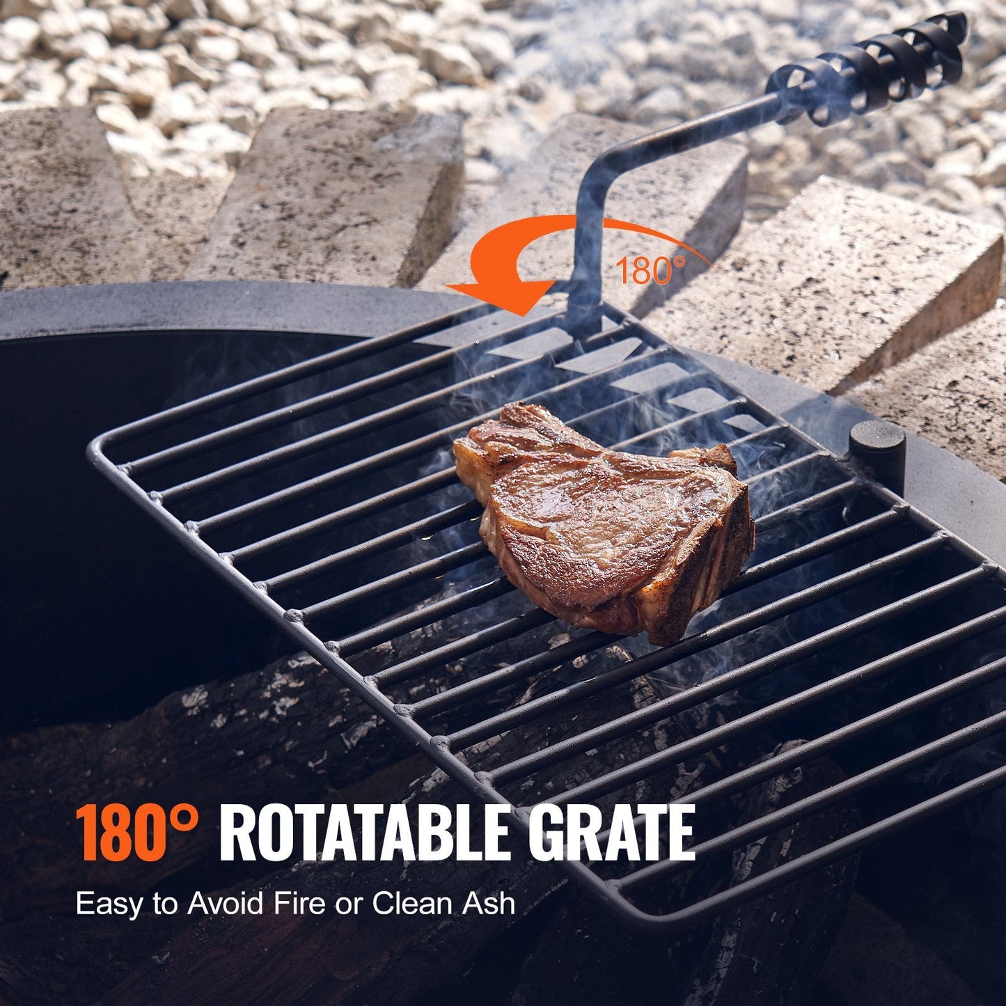 Steel Campfire Ring with BBQ Functionality, 1m Diameter, DIY Assembly