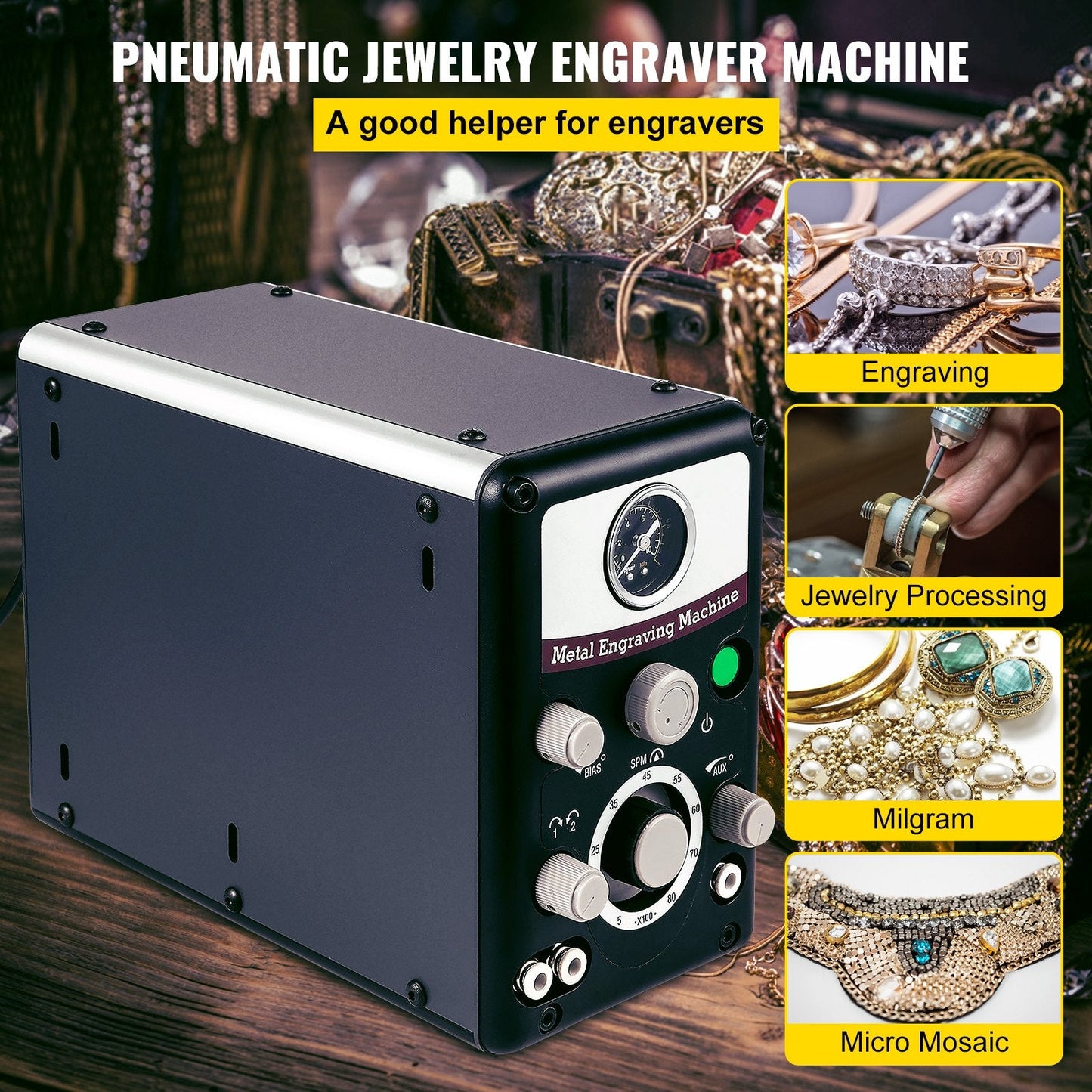 Jewelry Pneumatic Engraving Machine, 400-8000 RPM, Adjustable Speed, 8 kg