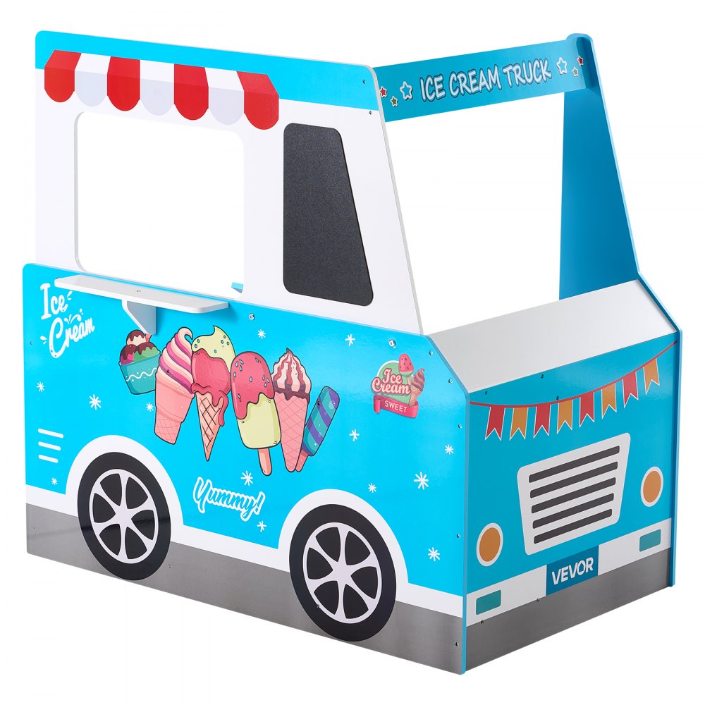 VEVOR Ice Cream Truck Wooden Playset Pretend Play Stand for Kids Aged 3-7