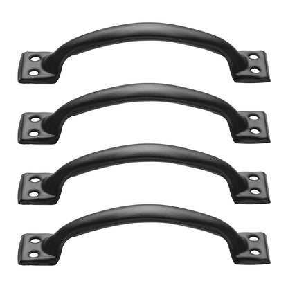 Barn Door Handle, 4Pcs 152 mm Rustic Fence Gate Handle, Rust-Resistant Coating, Heavy Duty Carbon Steel Outdoor Gate Handles, Easy to Install, Metal Sliding Door Pulls for Garage Shed Closet