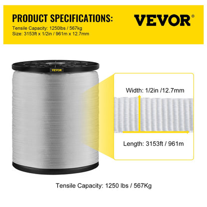 Polyester Pull Tape 567 kg, 961 m x 12.7 mm for Wire & Cable Conduit