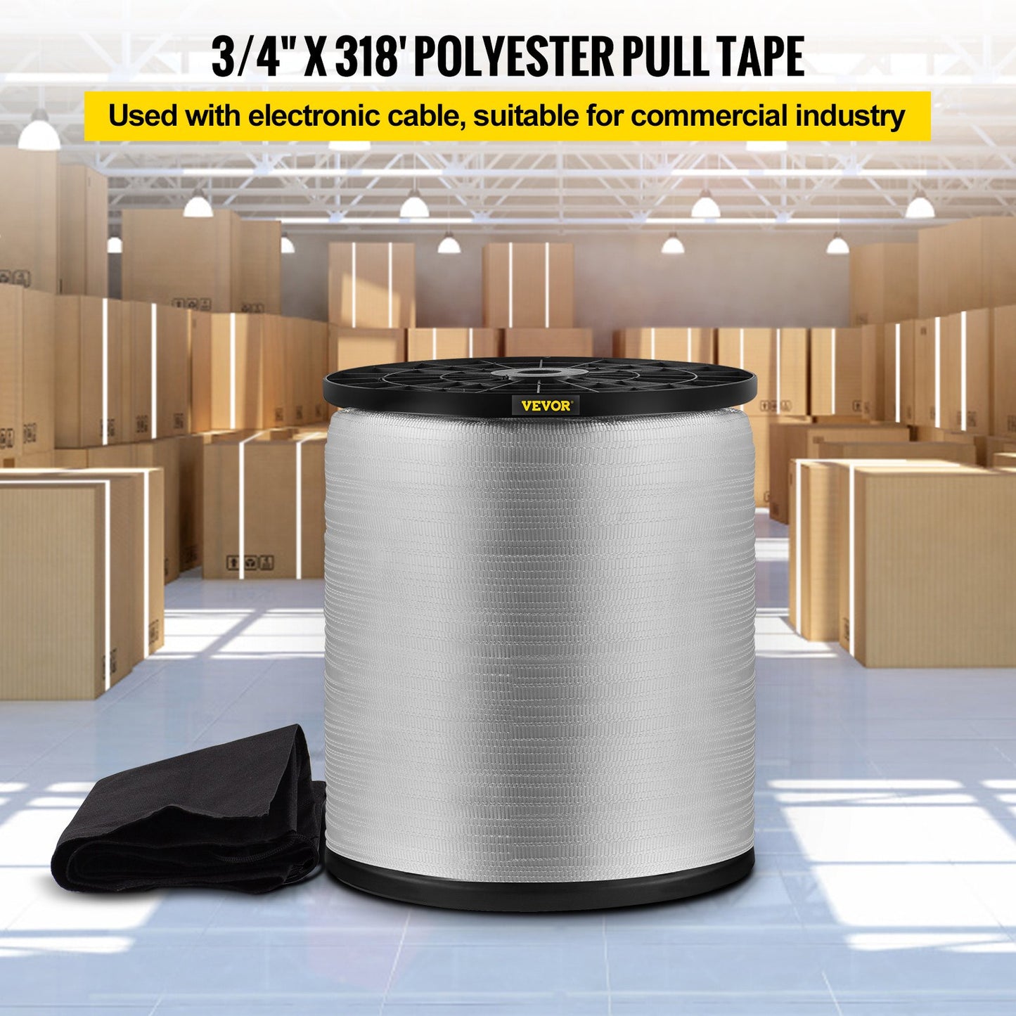 VEVOR 6000Lbs Polyester Pull Tape, 528\' x 1\" Flat Tape for Wire & Cable Conduit