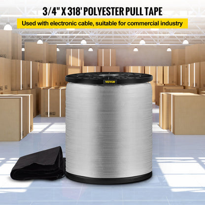 VEVOR 6000Lbs Polyester Pull Tape, 528\' x 1\" Flat Tape for Wire & Cable Conduit