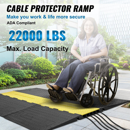 VEVOR Rubber Cable Protector Ramp, 5 Channel, 10000 kg/axle Capacity Heavy Duty