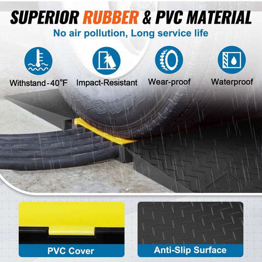 Heavy Duty Rubber Cable Protector Ramp, 5 Channels, 10,000 kg Capacity