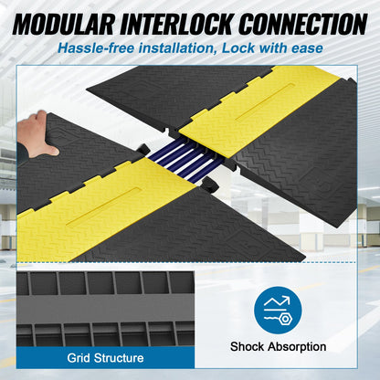 VEVOR Rubber Cable Protector Ramp, 5 Channel, 10000 kg/axle Capacity Heavy Duty