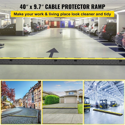 5-Pack Modular Rubber Cable Protector with 2 Channels, 4,989 kg Capacity