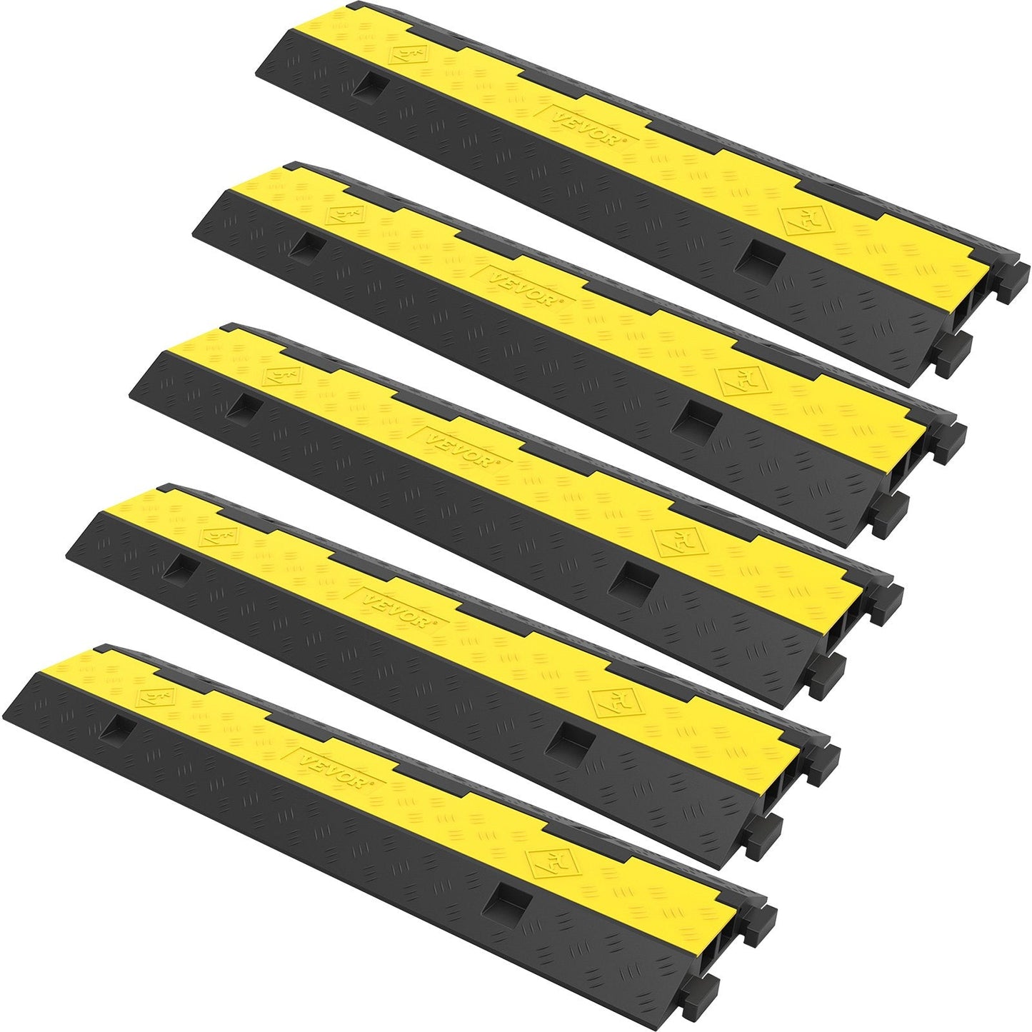 5-Pack Modular Rubber Cable Protector with 2 Channels, 4,989 kg Capacity