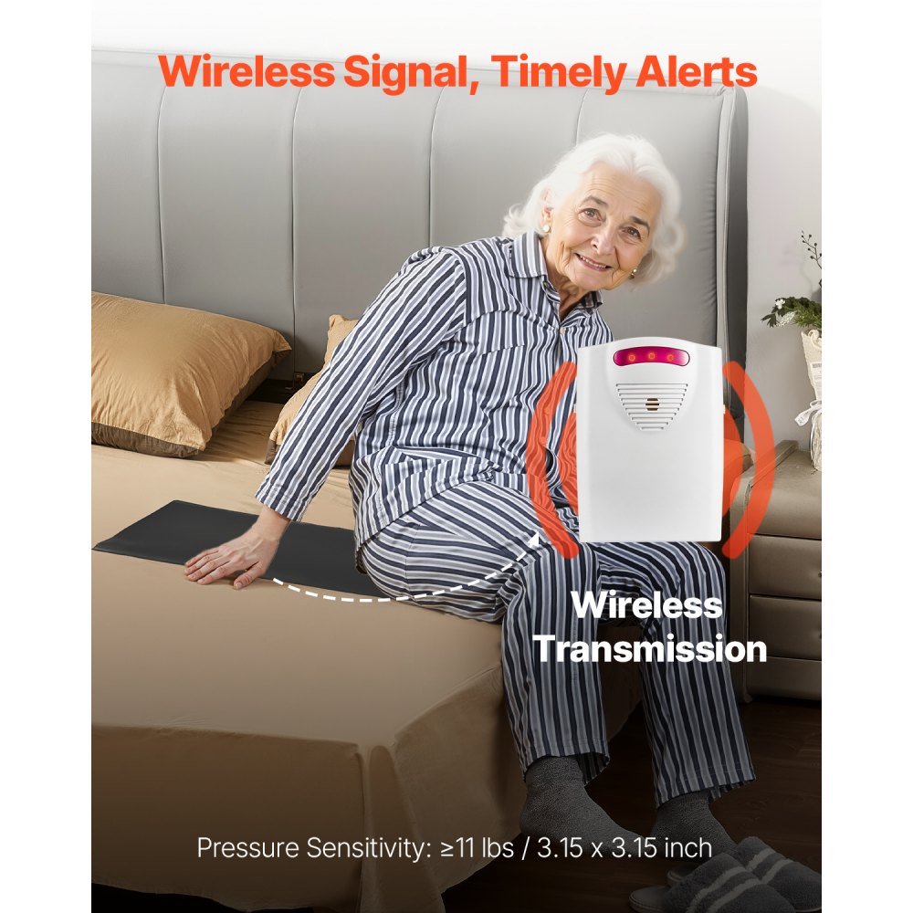 VEVOR Bed Alarm System for Elderly Adults Wireless Bed Sensor Pad with Pager