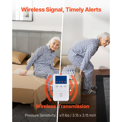VEVOR Early Alert Bed Alarm System Wireless Bed and Chair Sensor Pad with Pager